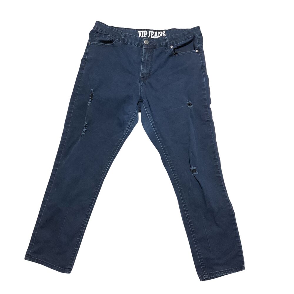 VIP Women's Distressed Blue Jeans Size 14 - Picture 2 of 8